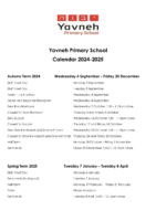 YPS Calendar 2024 – 2025