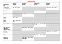 Spring Term 2025 Club Timetable