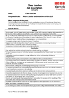 YPS Class teacher job description and person spec May 2025