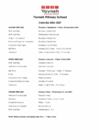 Yavneh Primary School Calendar 2026 – 2027