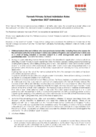 Yavneh Primary School Admission Rules for 2027